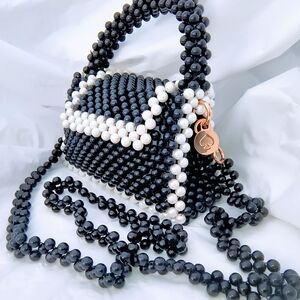 KATE SPADE Black and White Beaded Crossbody Hand Bag